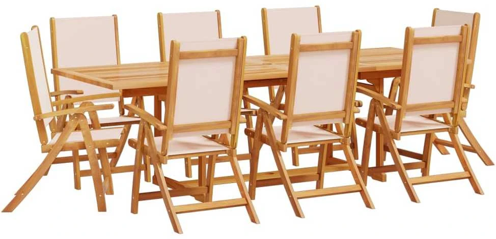 Sodo valgomojo komplektas, 9 dalių, akacija ir tekstilenas