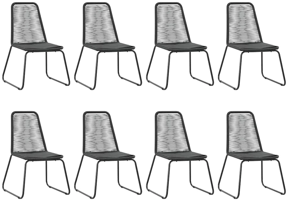 Lauko baldų komplektas Sodo valgomojo komplektas, 9 dalių, juodas, PVC ratanas