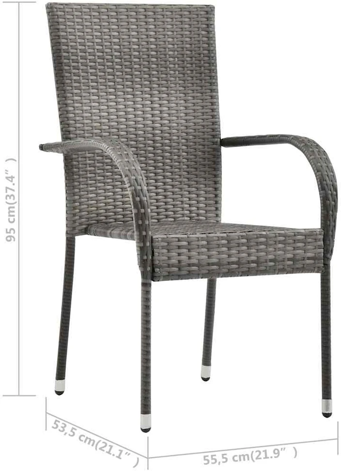 Lauko baldų komplektas Sodo valgomojo komplektas, 9 dalių, pilkas (147877+2x310085)