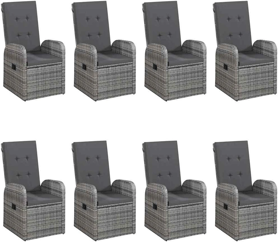 Lauko baldų komplektas Sodo valgomojo komplektas, 9 dalių, pilkas (147877+4x47676)