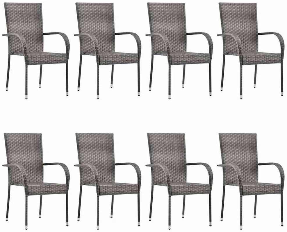 Lauko baldų komplektas Sodo valgomojo komplektas, 9 dalių, pilkas (147877+2x310085)