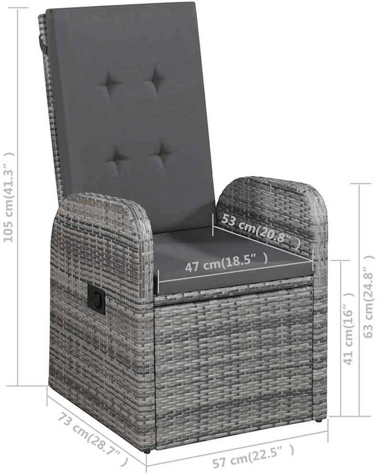 Lauko baldų komplektas Sodo valgomojo komplektas, 9 dalių, pilkas (147877+4x47676)