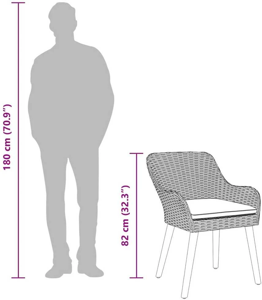Sodo valgomojo komplektas 9 vnt. Pilka poliratanas