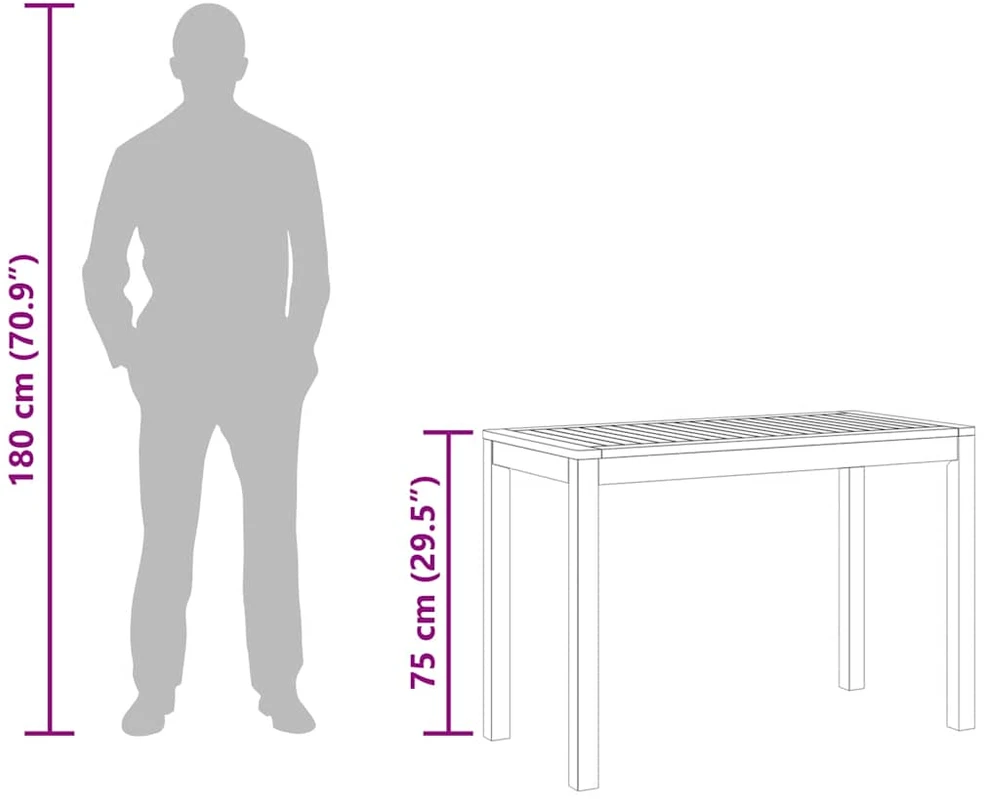 Sodo valgomojo stalas, 110x55x75cm, akacijos medienos masyvas