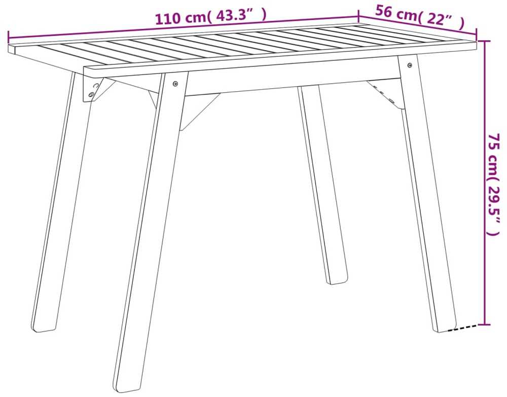 Sodo valgomojo stalas, 110x56x75cm, akacijos medienos masyvas