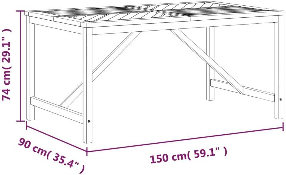 Sodo valgomojo stalas, 150x90x74cm, akacijos medienos masyvas