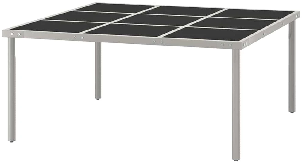 Sodo valgomojo stalas, 170x170x74,5cm, stiklas ir plienas