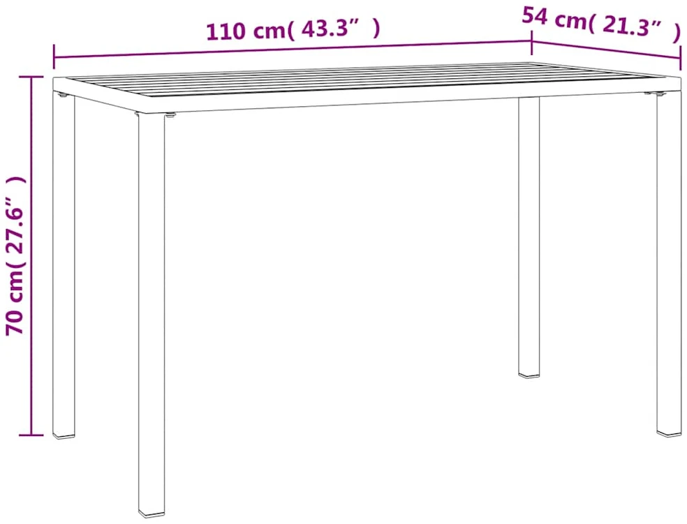 Sodo valgomojo stalas, antracito, 110x54x70cm, plienas