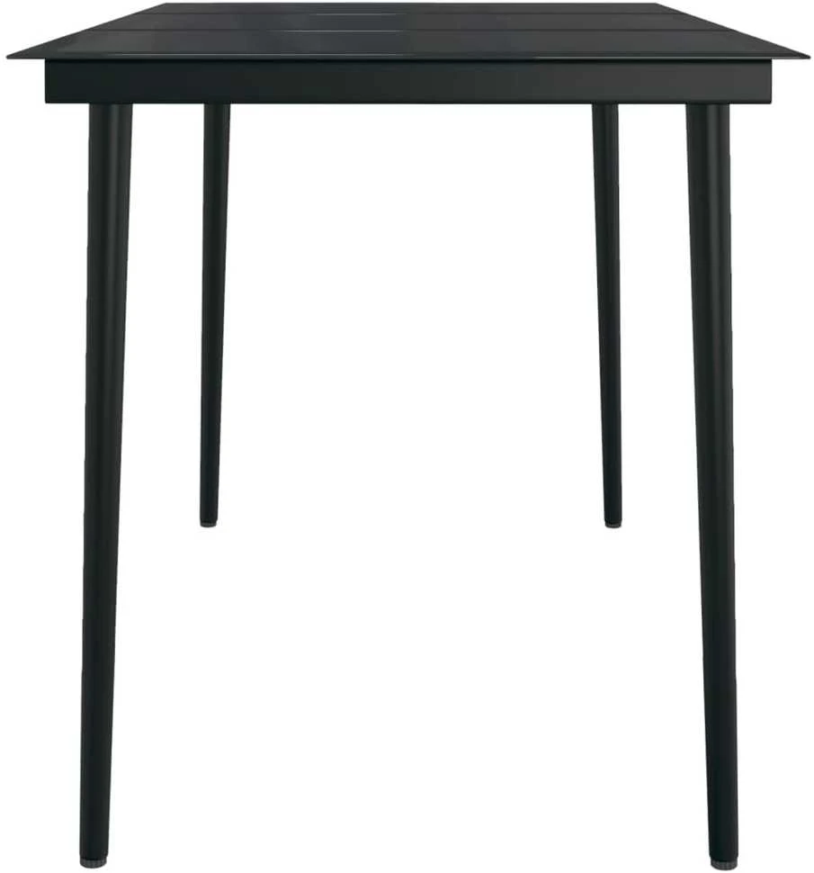 Sodo valgomojo stalas, juodas, 140x70x74cm, plienas ir stiklas
