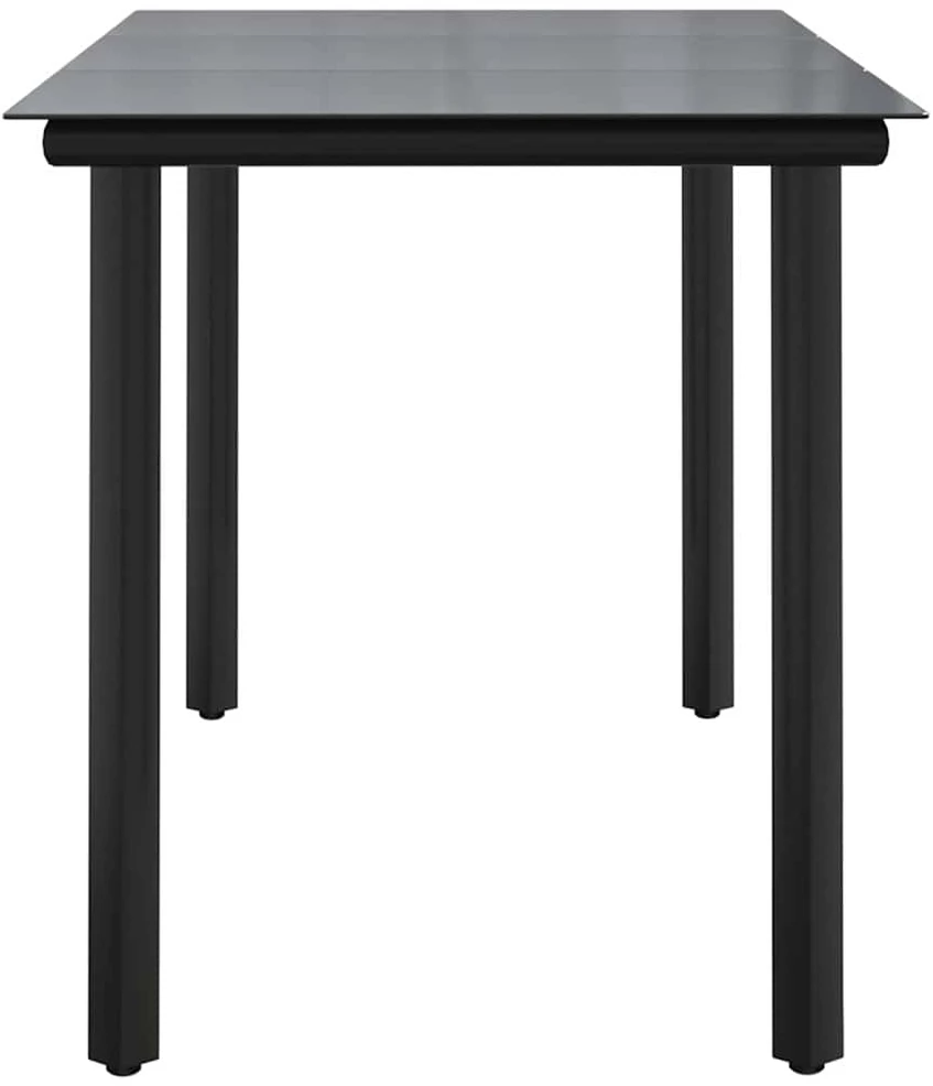 Sodo valgomojo stalas, juodas, 200x100x74cm, plienas ir grūdintas stiklas