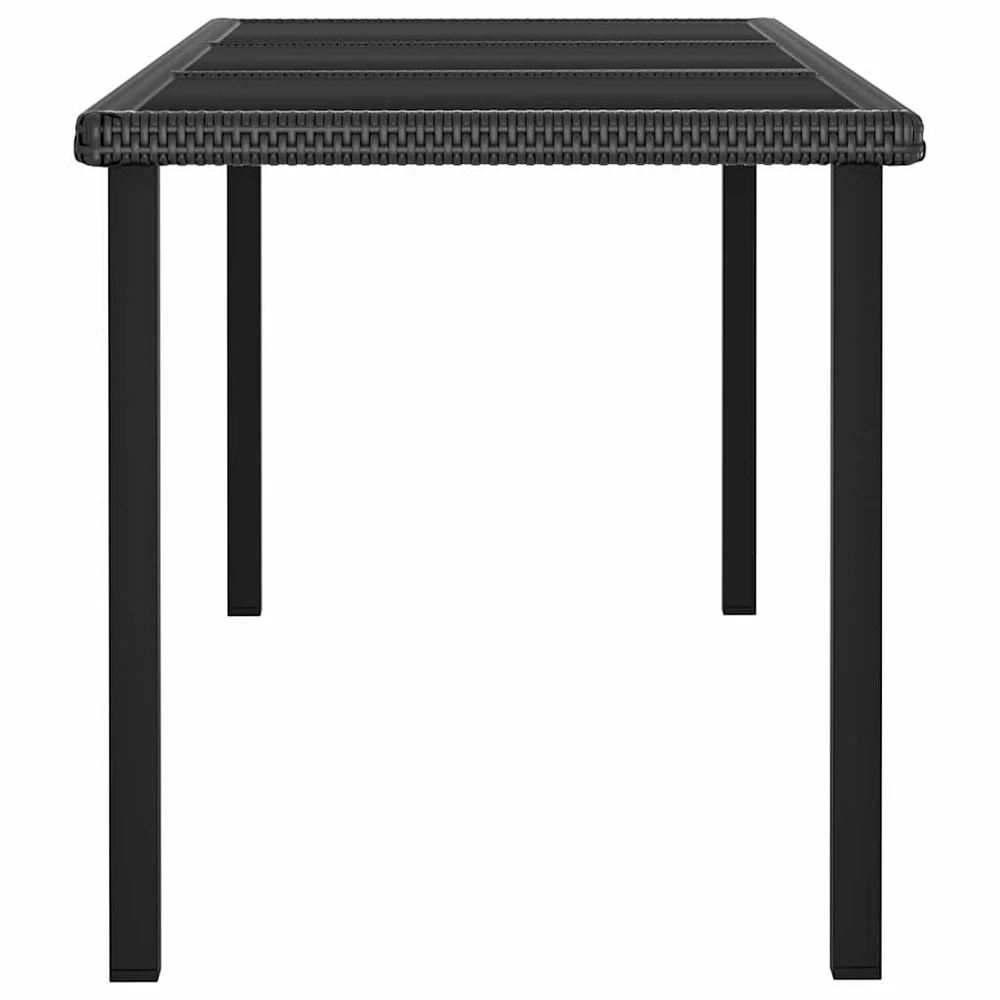 Sodo valgomojo stalas, juodos spalvos, 180x70x73cm, poliratanas