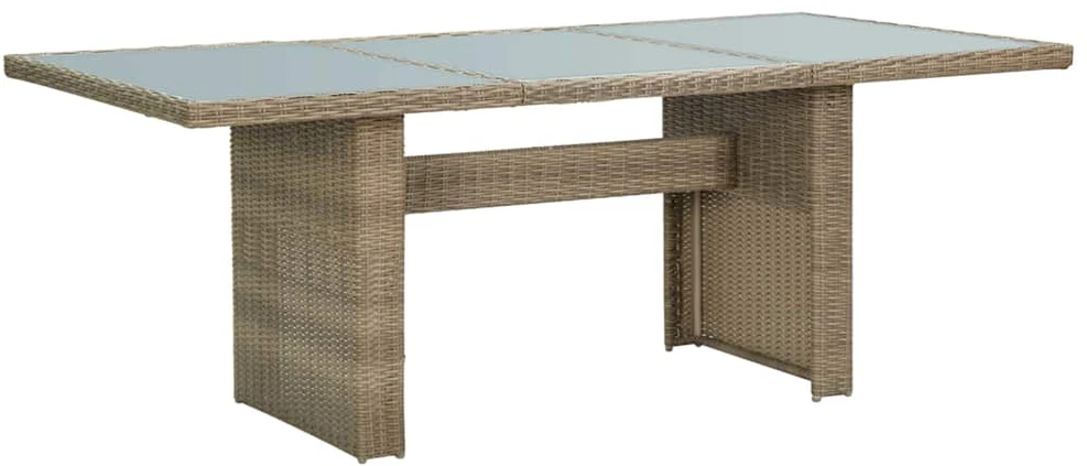 Sodo valgomojo stalas, rudas, 200x100x74cm, stiklas/poliratanas