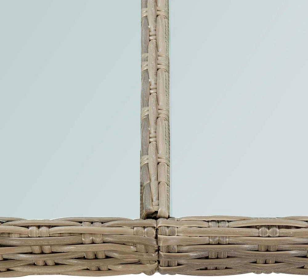 Sodo valgomojo stalas, rudas, 200x100x74cm, stiklas/poliratanas