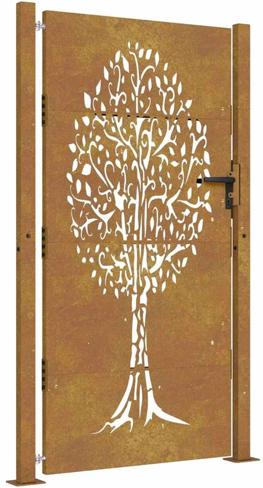 Sodo vartai, 105x180cm, corten plienas, medžio dizaino