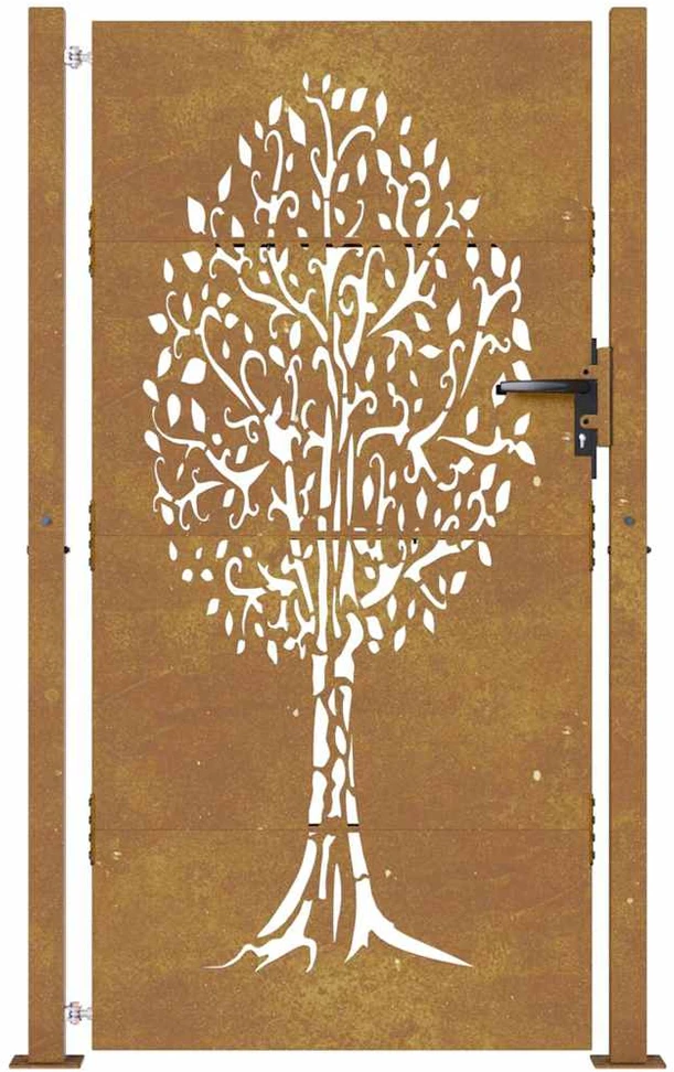 Sodo vartai, 105x180cm, corten plienas, medžio dizaino