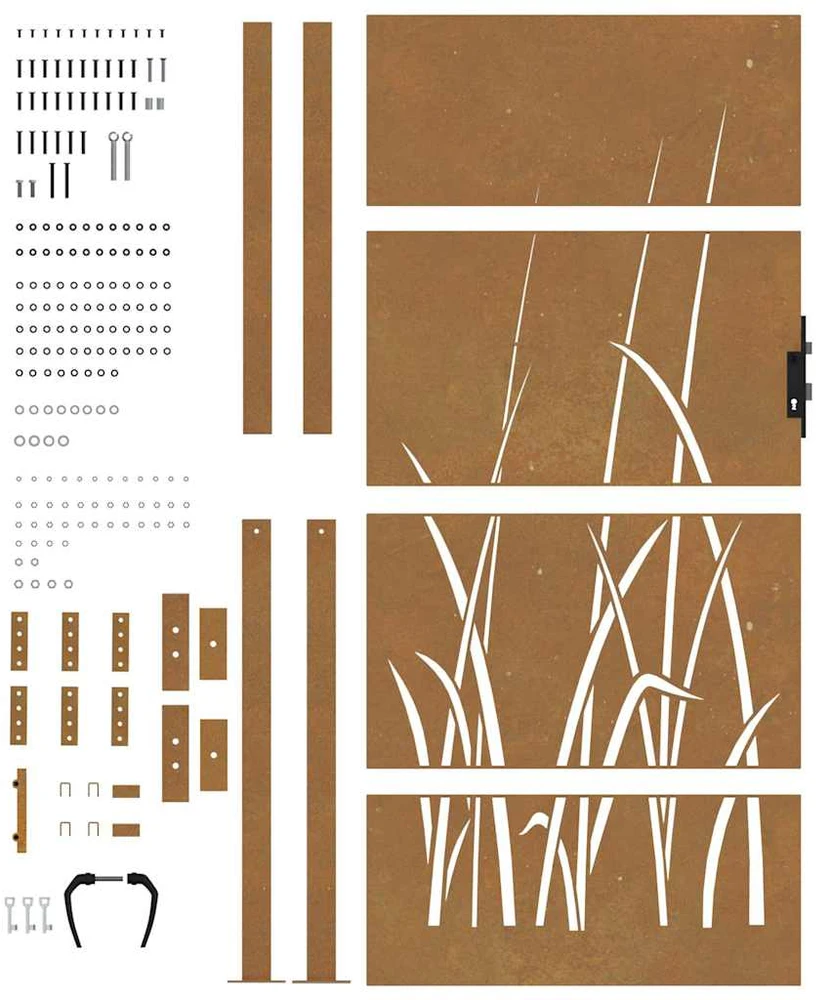 Sodo vartai, 105x180cm, corten plienas, žolės dizaino