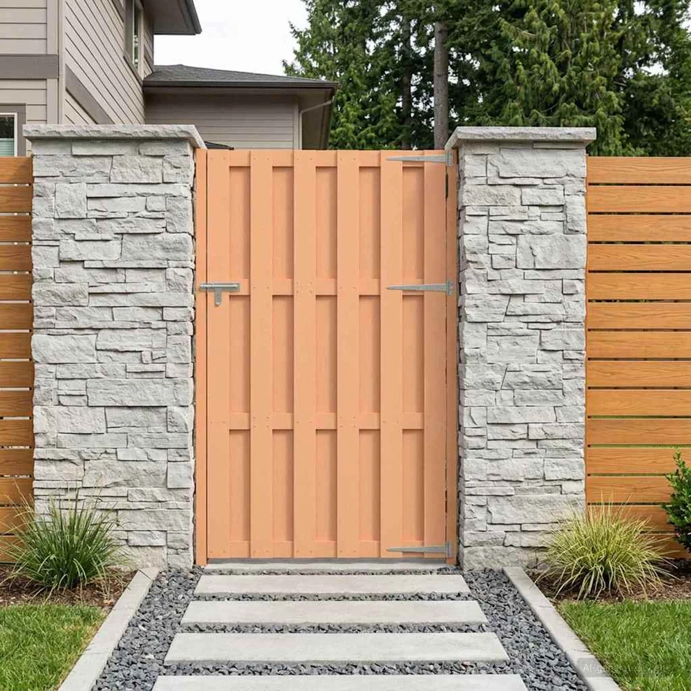 Sodo vartai 100 x 180 cm WPC ir aliuminis Ruda