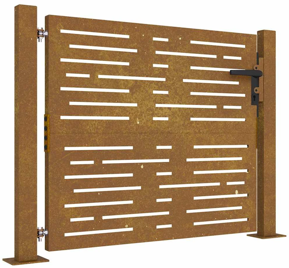 Sodo vartai, 105x105cm, corten plienas, kvadratų dizaino