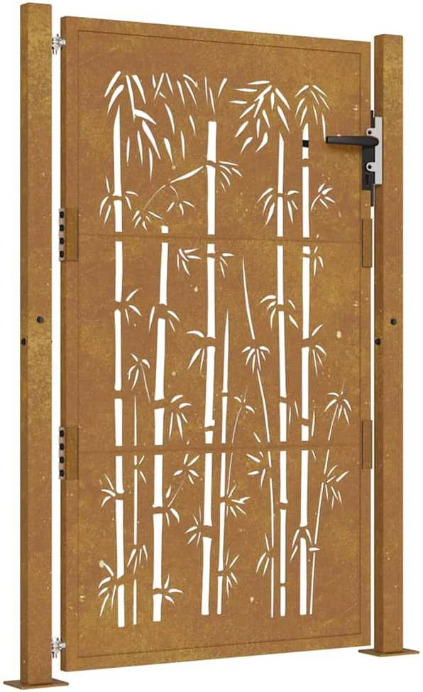 Sodo vartai, 105x130cm, corten plienas, bambuko dizaino