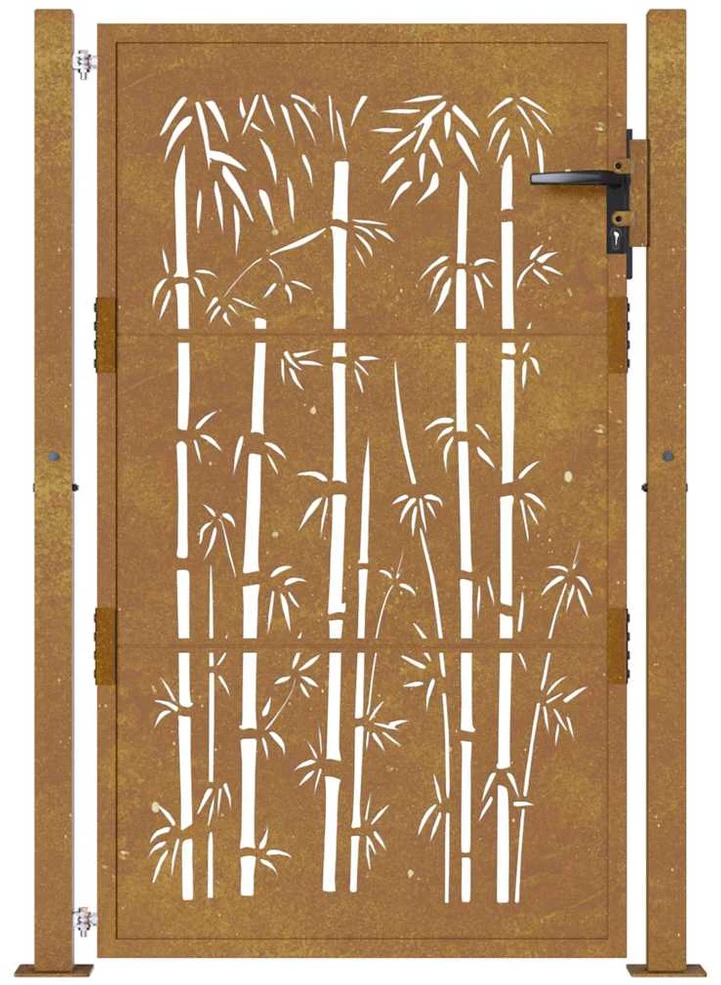 Sodo vartai, 105x130cm, corten plienas, bambuko dizaino