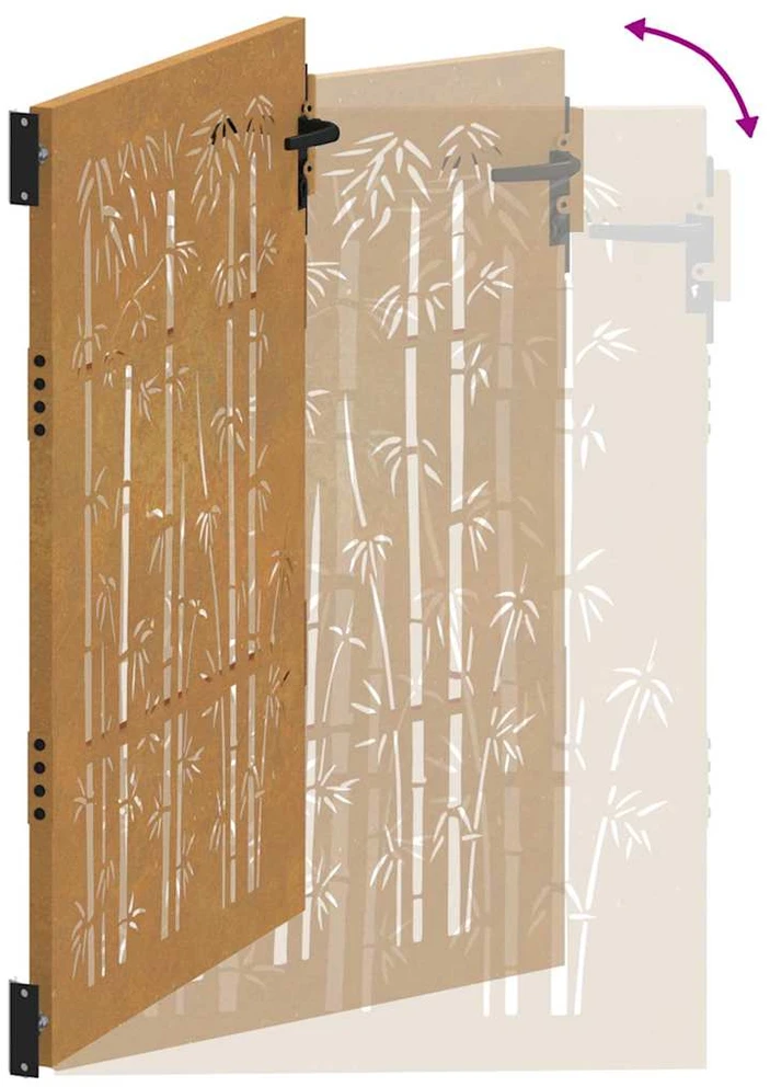 Sodo vartai, 105x155cm, corten plienas, bambuko dizaino