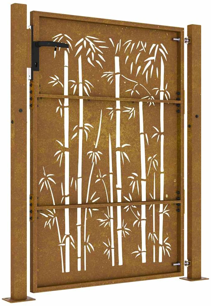 Sodo vartai, 105x155cm, corten plienas, bambuko dizaino