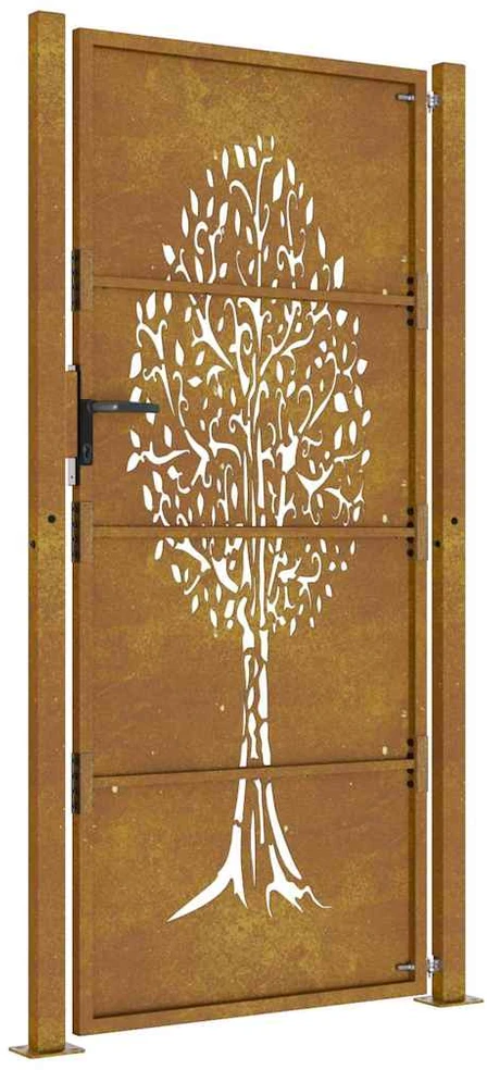 Sodo vartai, 105x180cm, corten plienas, medžio dizaino
