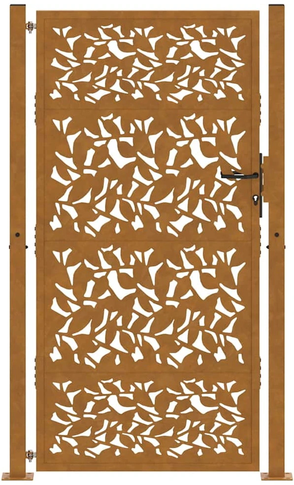 Sodo vartai, 100x200 cm, atsparūs oro sąlygoms, plieniniai, lapo raštas