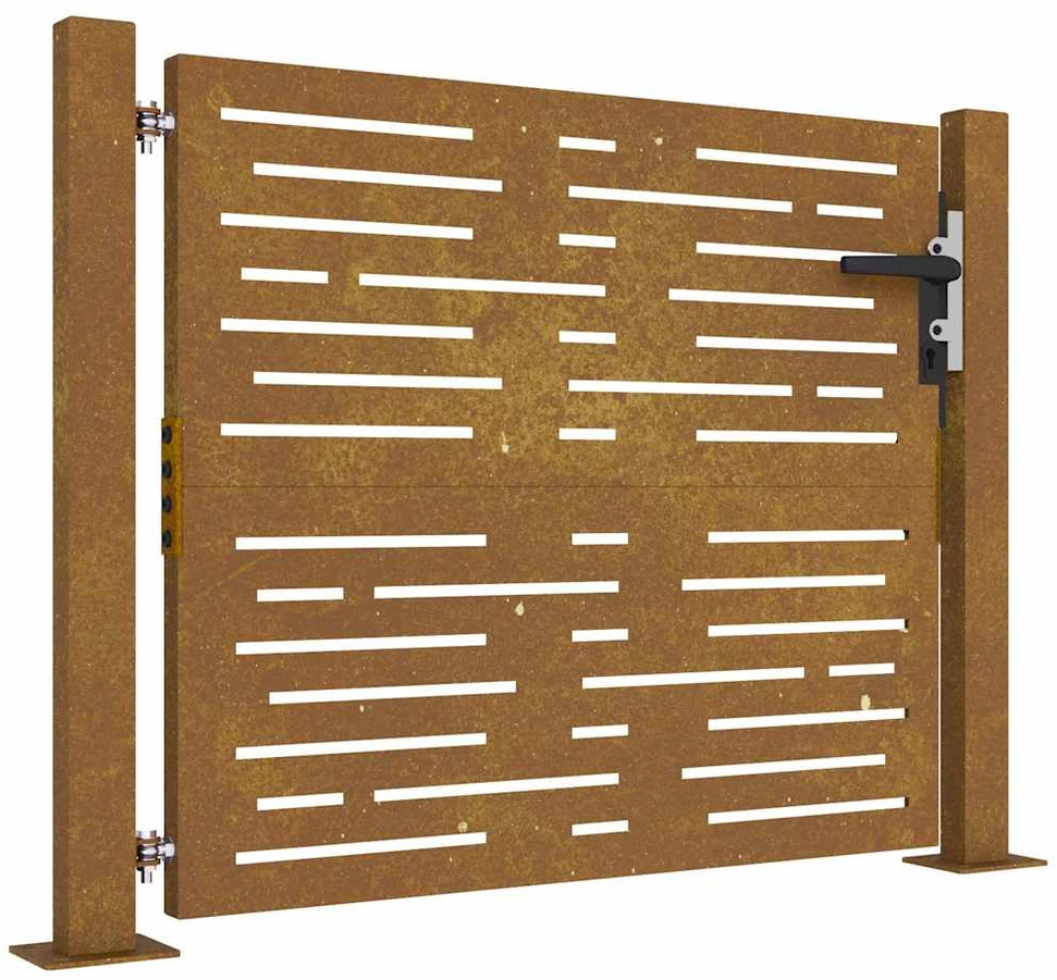 Sodo vartai, 105x80cm, corten plienas, kvadratų dizaino