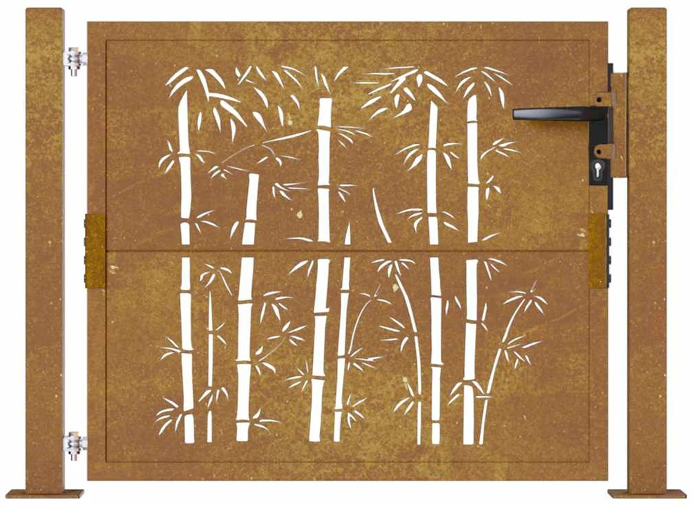 Sodo vartai, 105x180cm, corten plienas, bambuko dizaino