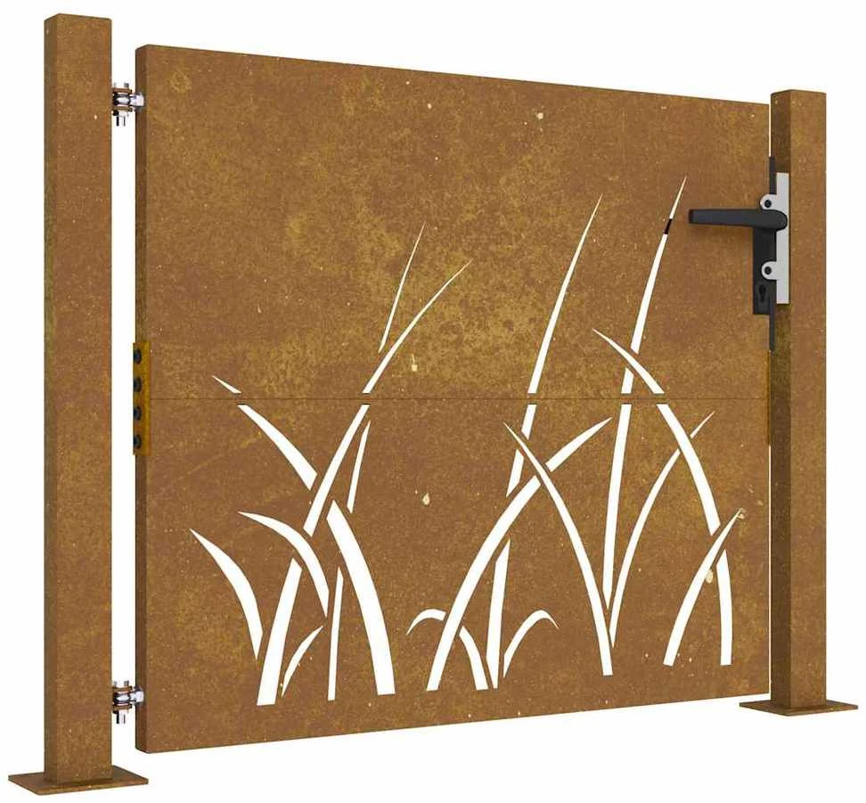 Sodo vartai, 105x105cm, corten plienas, žolės dizaino