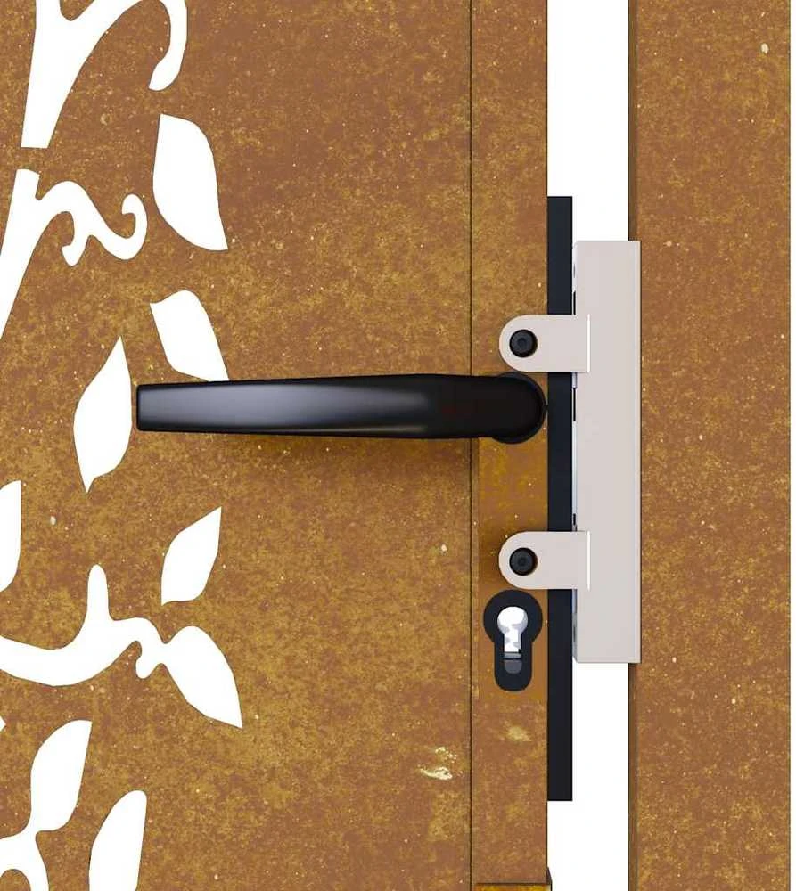 Sodo vartai, 105x105cm, corten plienas, medžio dizaino