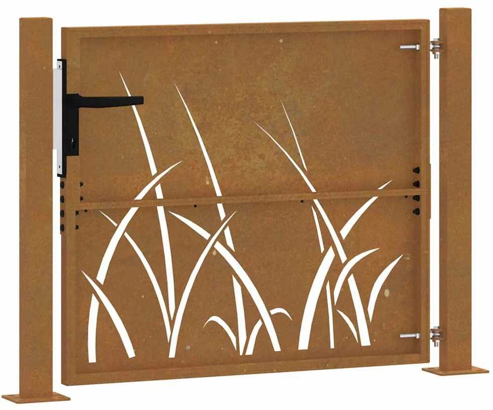 Sodo vartai, 105x105cm, corten plienas, žolės dizaino