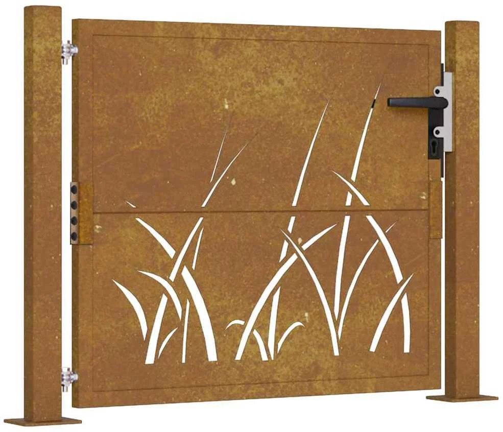 Sodo vartai, 105x105cm, corten plienas, žolės dizaino