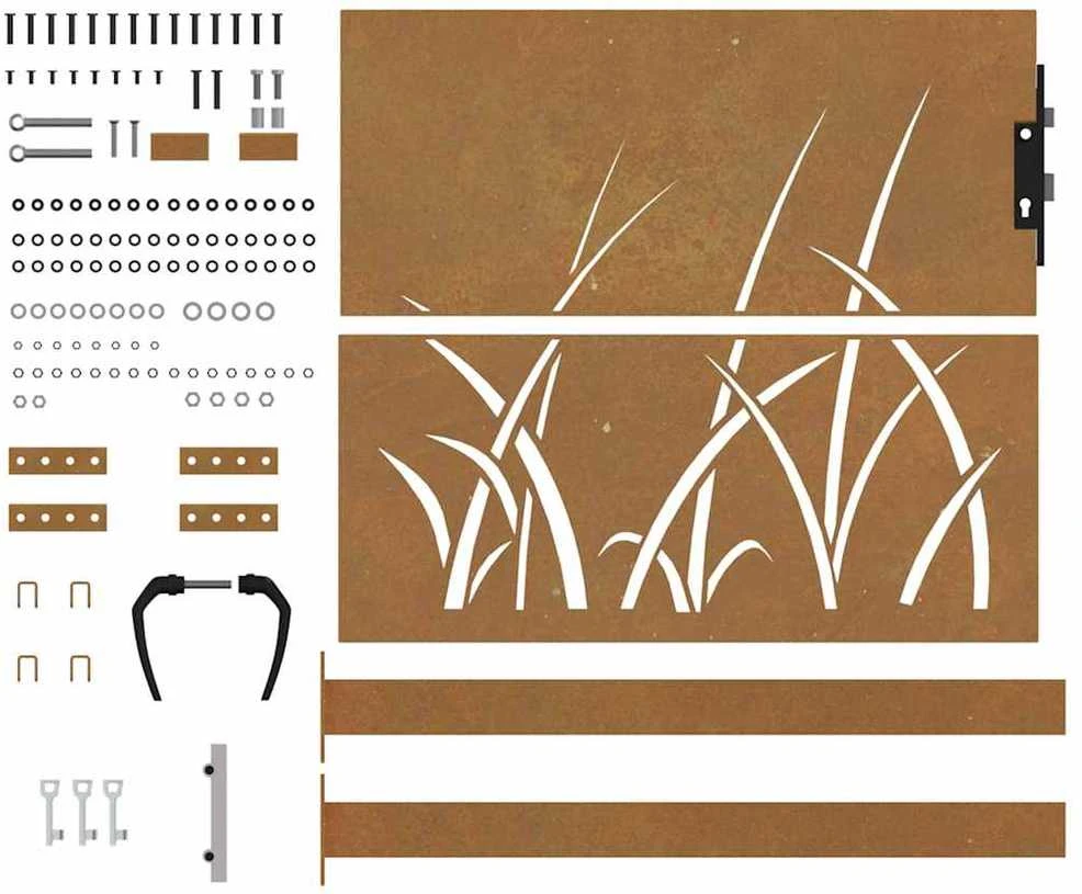 Sodo vartai, 105x105cm, corten plienas, žolės dizaino