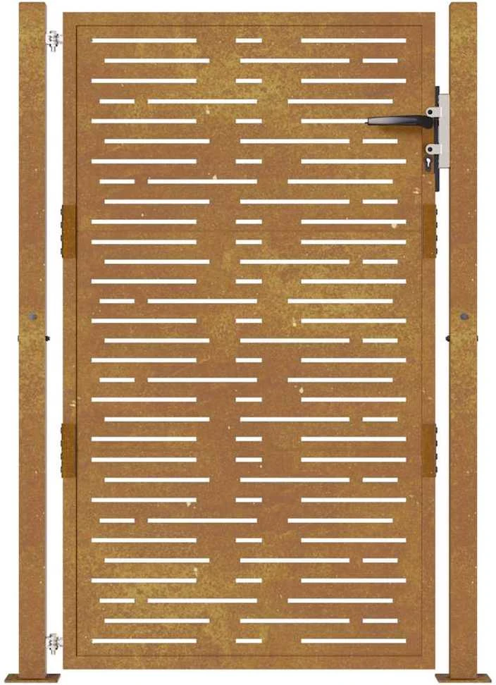 Sodo vartai, 105x130cm, corten plienas, kvadratų dizaino