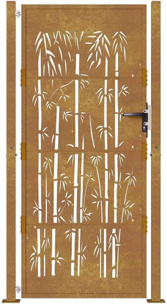 Sodo vartai, 105x130cm, corten plienas, bambuko dizaino
