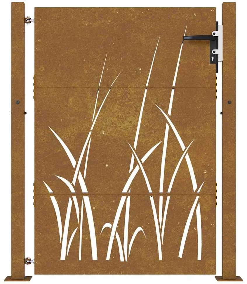 Sodo vartai, 105x130cm, corten plienas, žolės dizaino