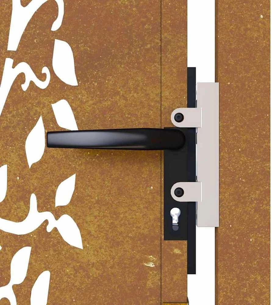 Sodo vartai, 105x130cm, corten plienas, medžio dizaino