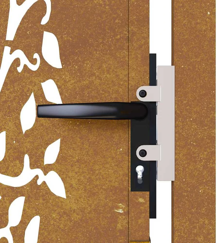 Sodo vartai, 105x130cm, corten plienas, medžio dizaino