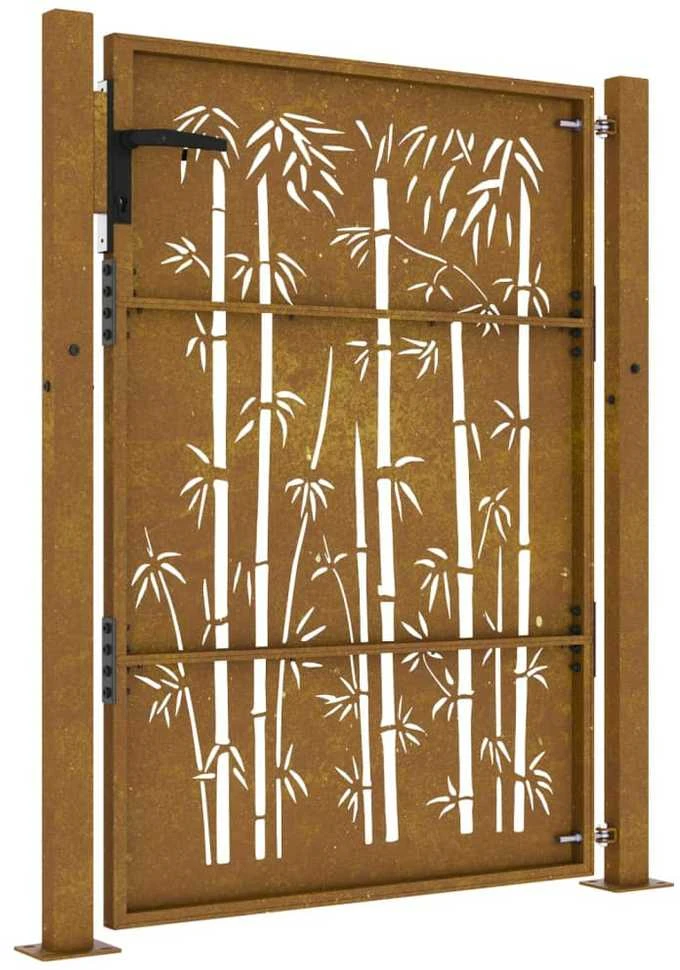 Sodo vartai, 105x155cm, corten plienas, bambuko dizaino