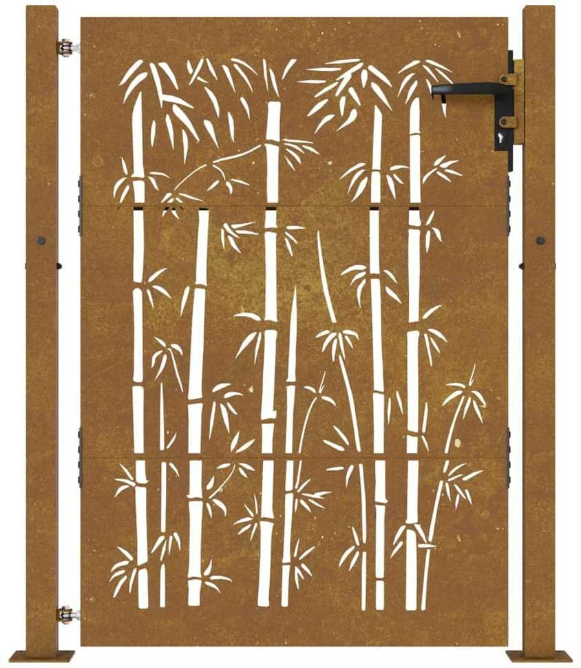 Sodo vartai, 105x155cm, corten plienas, bambuko dizaino