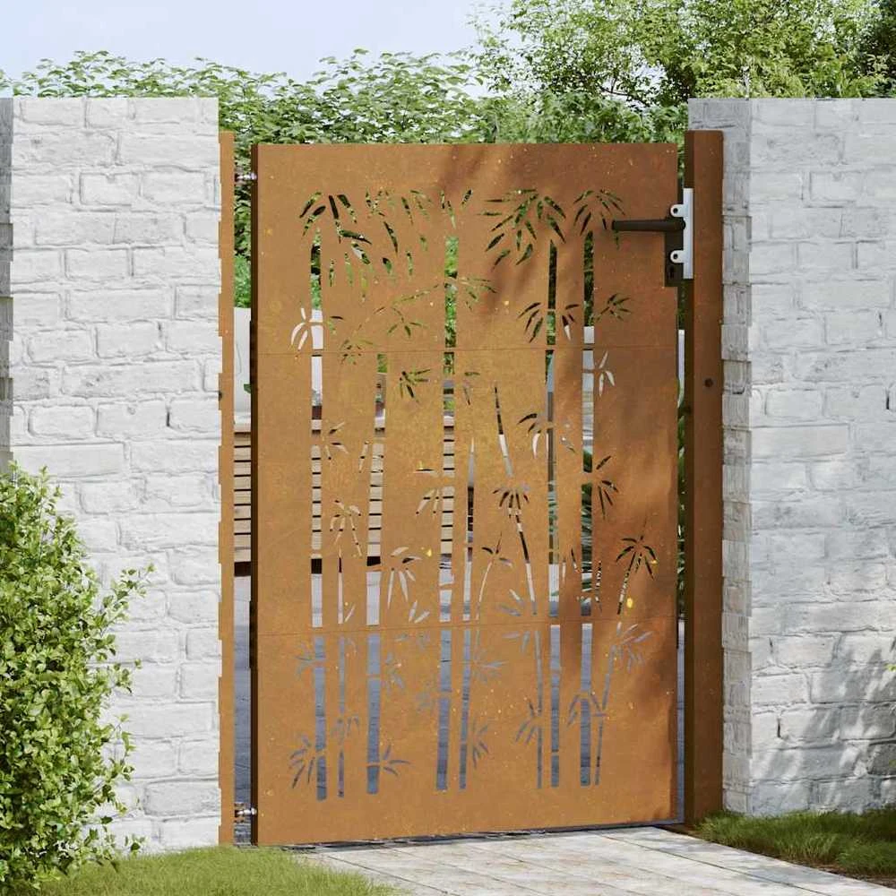 Sodo vartai, 105x155cm, corten plienas, bambuko dizaino