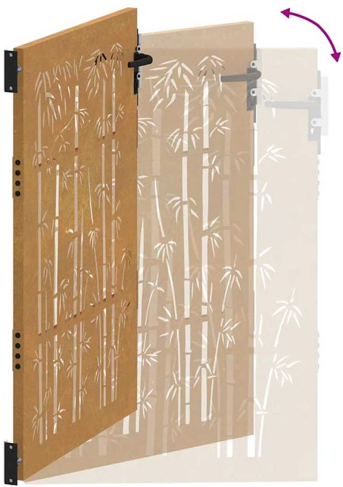 Sodo vartai, 105x155cm, corten plienas, bambuko dizaino