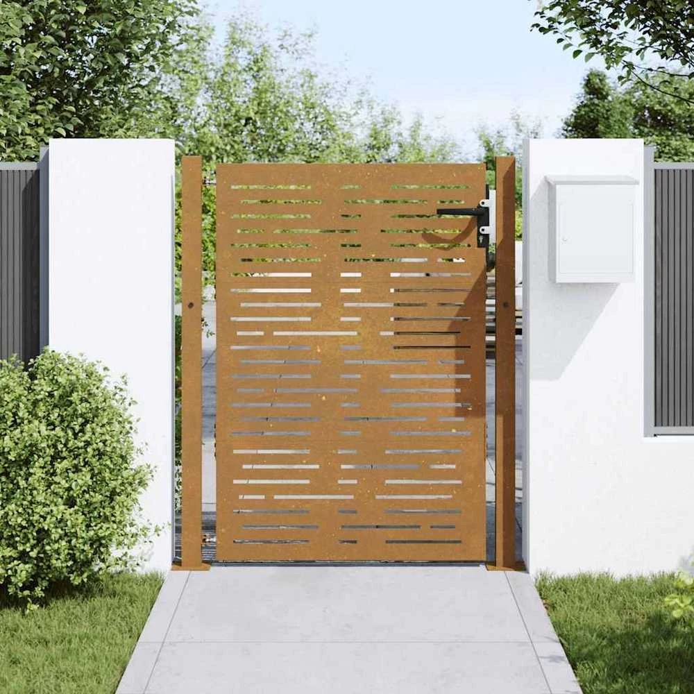 Sodo vartai, 105x155cm, corten plienas, kvadratų dizaino