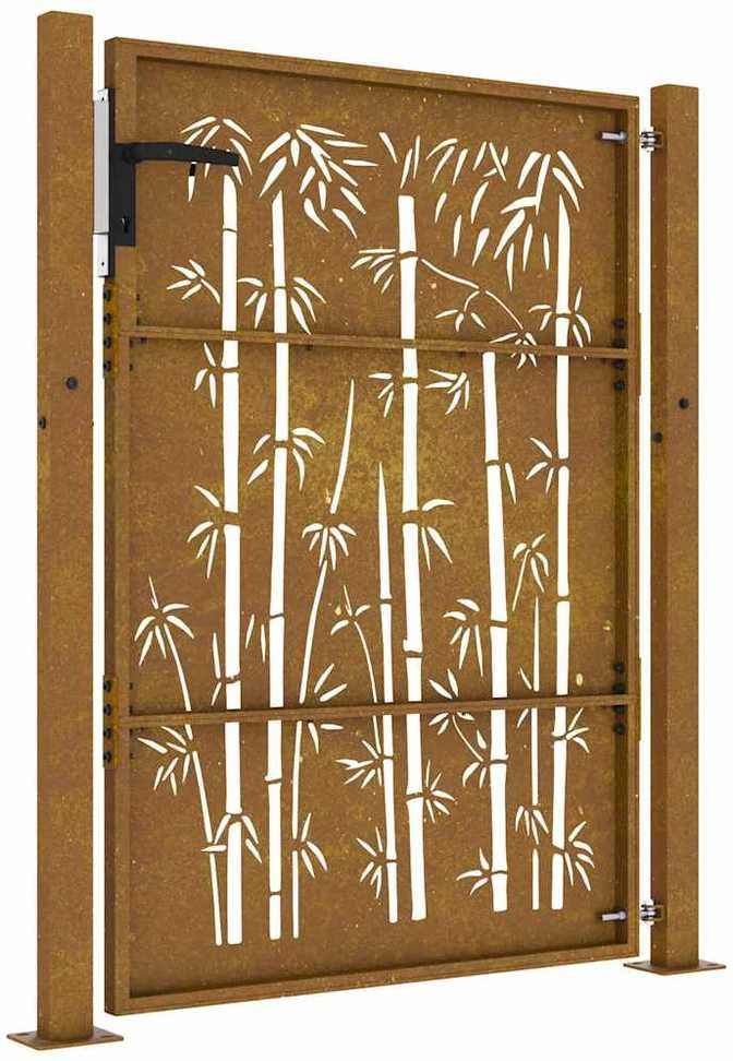 Sodo vartai, 105x155cm, corten plienas, bambuko dizaino