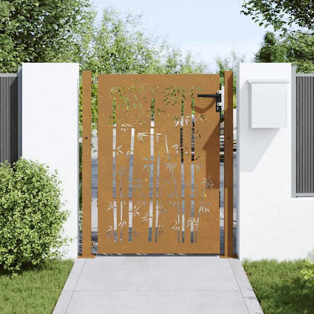 Sodo vartai, 105x155cm, corten plienas, bambuko dizaino
