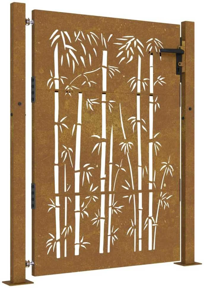 Sodo vartai, 105x155cm, corten plienas, bambuko dizaino