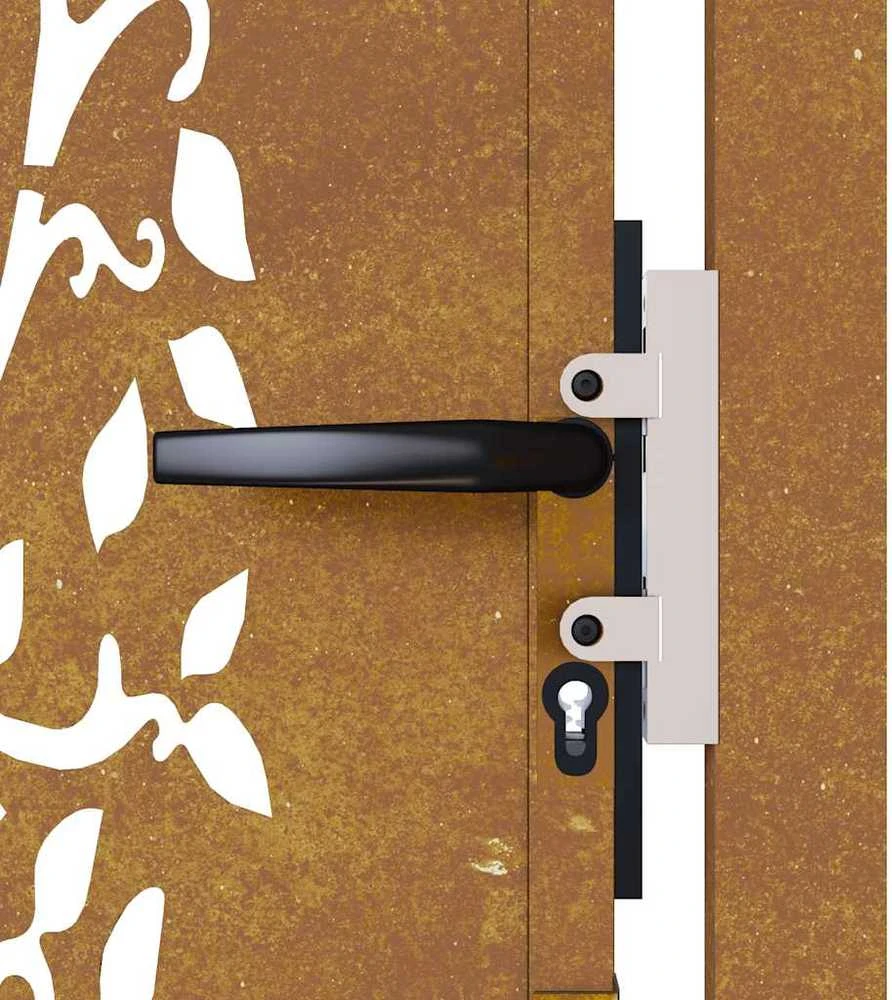 Sodo vartai, 105x155cm, corten plienas, medžio dizaino