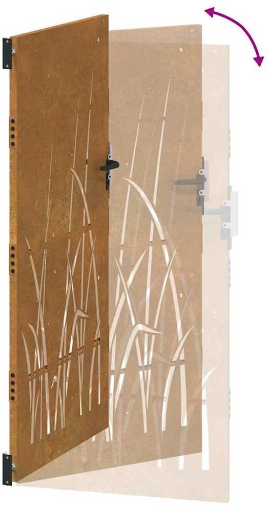 Sodo vartai, 105x180cm, corten plienas, žolės dizaino